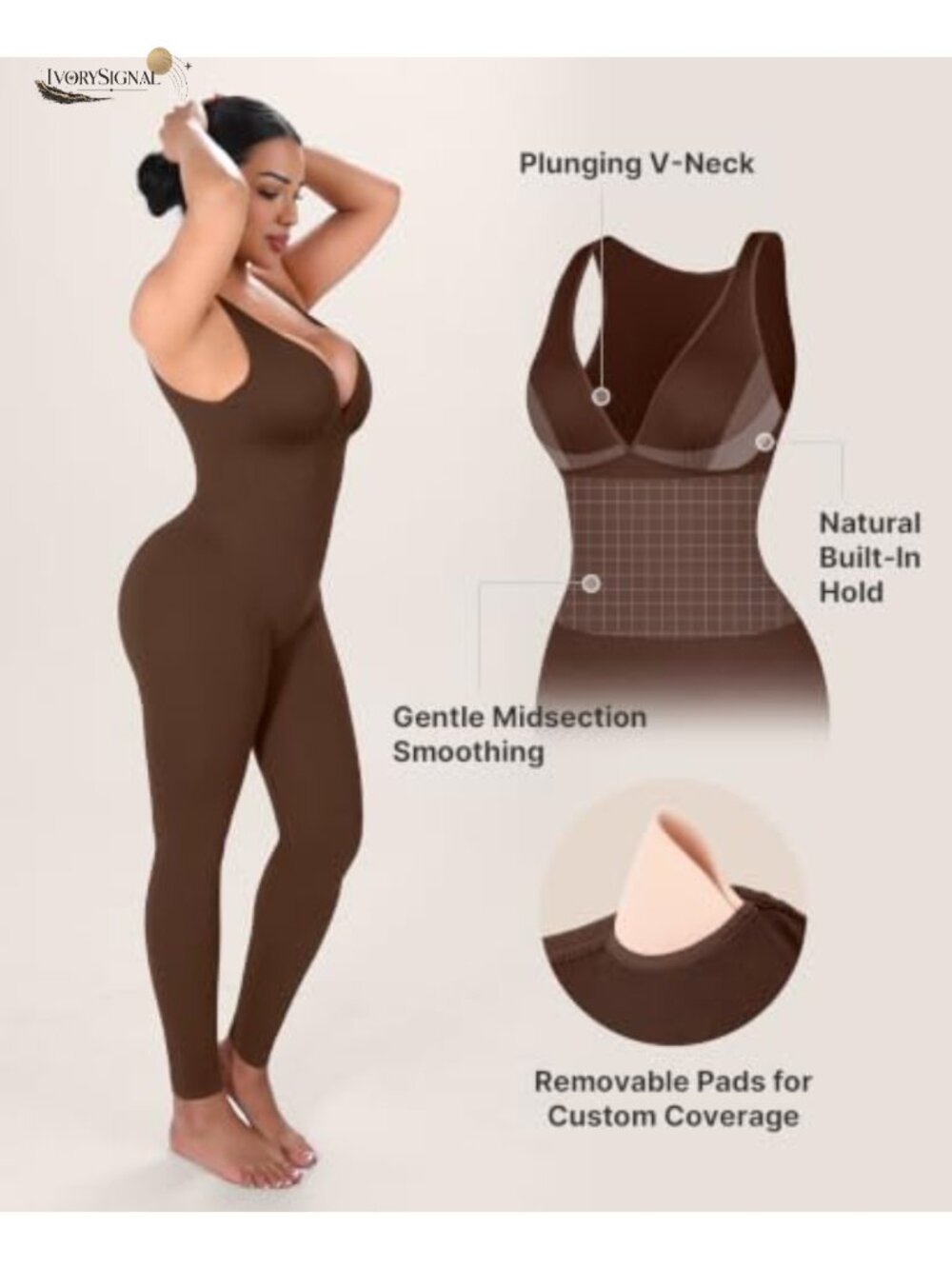 Seamless Tummy Control Jumpsuit for Women Bodycon Jumpsuit with Removable Pads